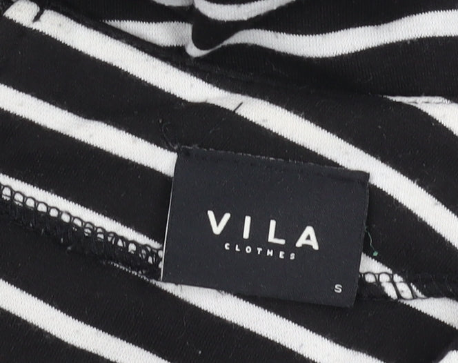 VILA Women's Black Striped Sheath Dress S