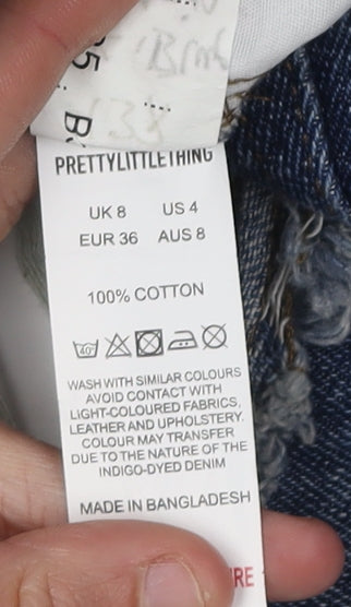 PrettyLittleThing Women's Blue Denim Mini Skirt, Size 8