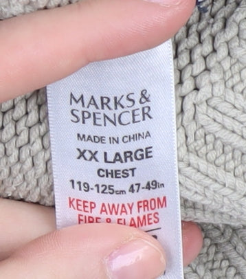 Marks and Spencer Men's Beige XL Striped Sweater