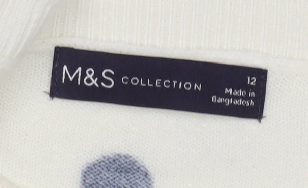 Marks and Spencer Women's White Polka Dot Pullover Jumper Size 12
