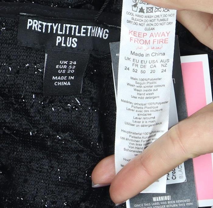 PrettyLittleThing Women’s Black Sequin Cropped Blouse