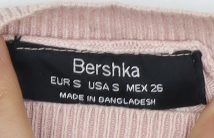 Bershka Women's Pink Mock Neck S Jumper