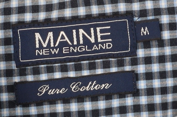 Maine New England Men's Blue Check Button-Up Shirt Medium