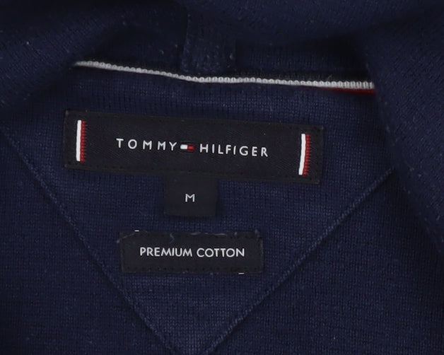 Tommy Hilfiger Men's Blue Hoodie, Size M, Cotton Pullover