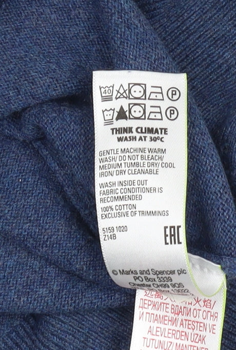 Marks and Spencer Men's Blue V-Neck Jumper M