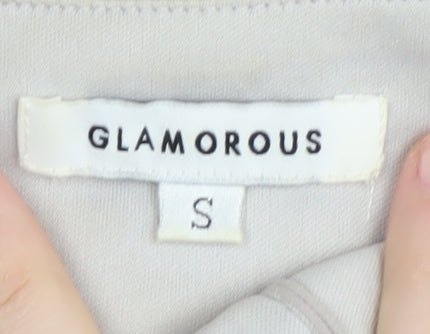 Glamorous Women's Beige Party Dress - S, Sleeveless V-Neck