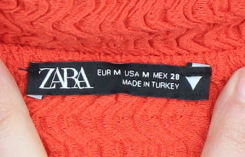 Zara Women's Orange Bodycon Dress Short Sleeve M