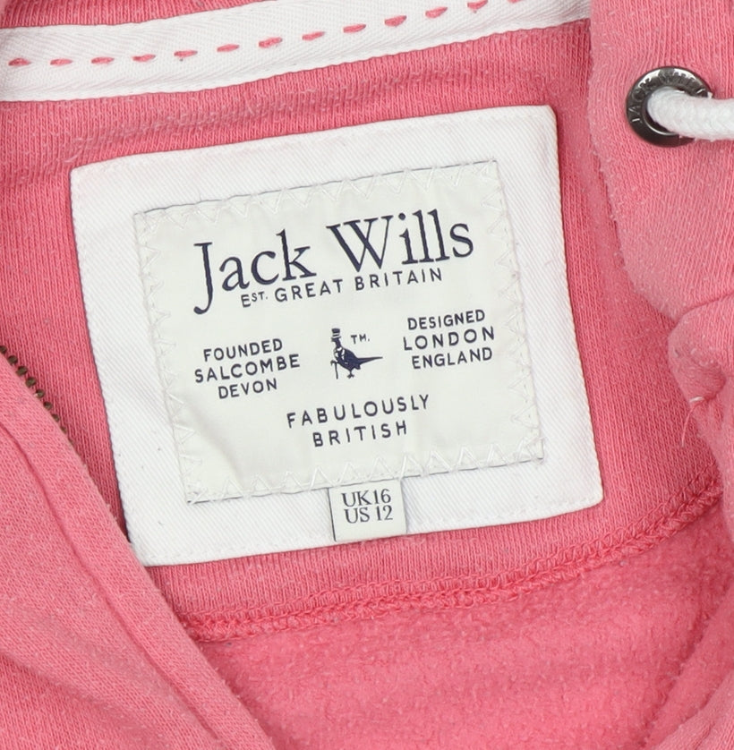 Jack Wills Women’s Pink Full Zip Hoodie Size 16