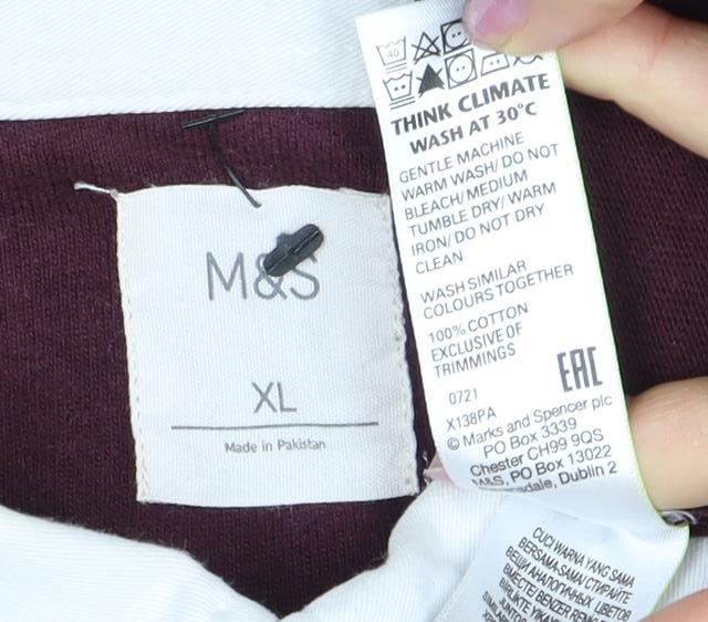 Marks and Spencer Men's XL Red Polo Long Sleeve