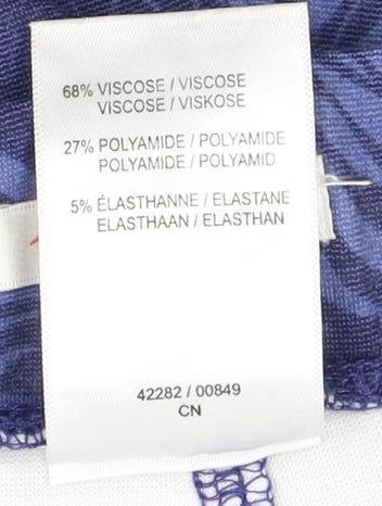 Damart Women's Blue A-Line Floral Skirt, Size 16