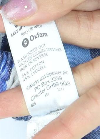 Marks and Spencer Women's Blue Pleated Floral Skirt Size 16