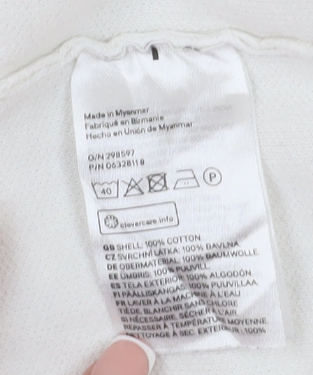 H&M Men's White Pullover Jumper, Size L, Cotton Crew Neck