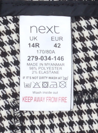 Next Women's Black Houndstooth Cropped Trousers Size 14