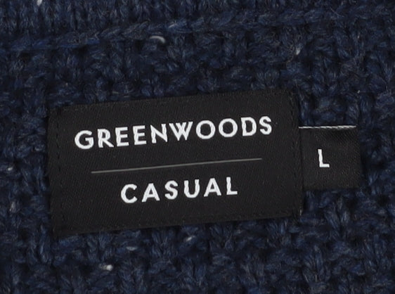Greenwoods Men's Blue Wool Cardigan - Size L