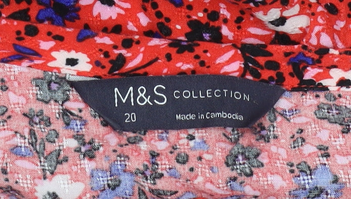 Marks and Spencer Women's Red Floral Tunic Blouse Size 20