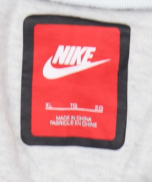 Nike Men’s Grey XL T-Shirt, Crew Neck, Pocket Accent