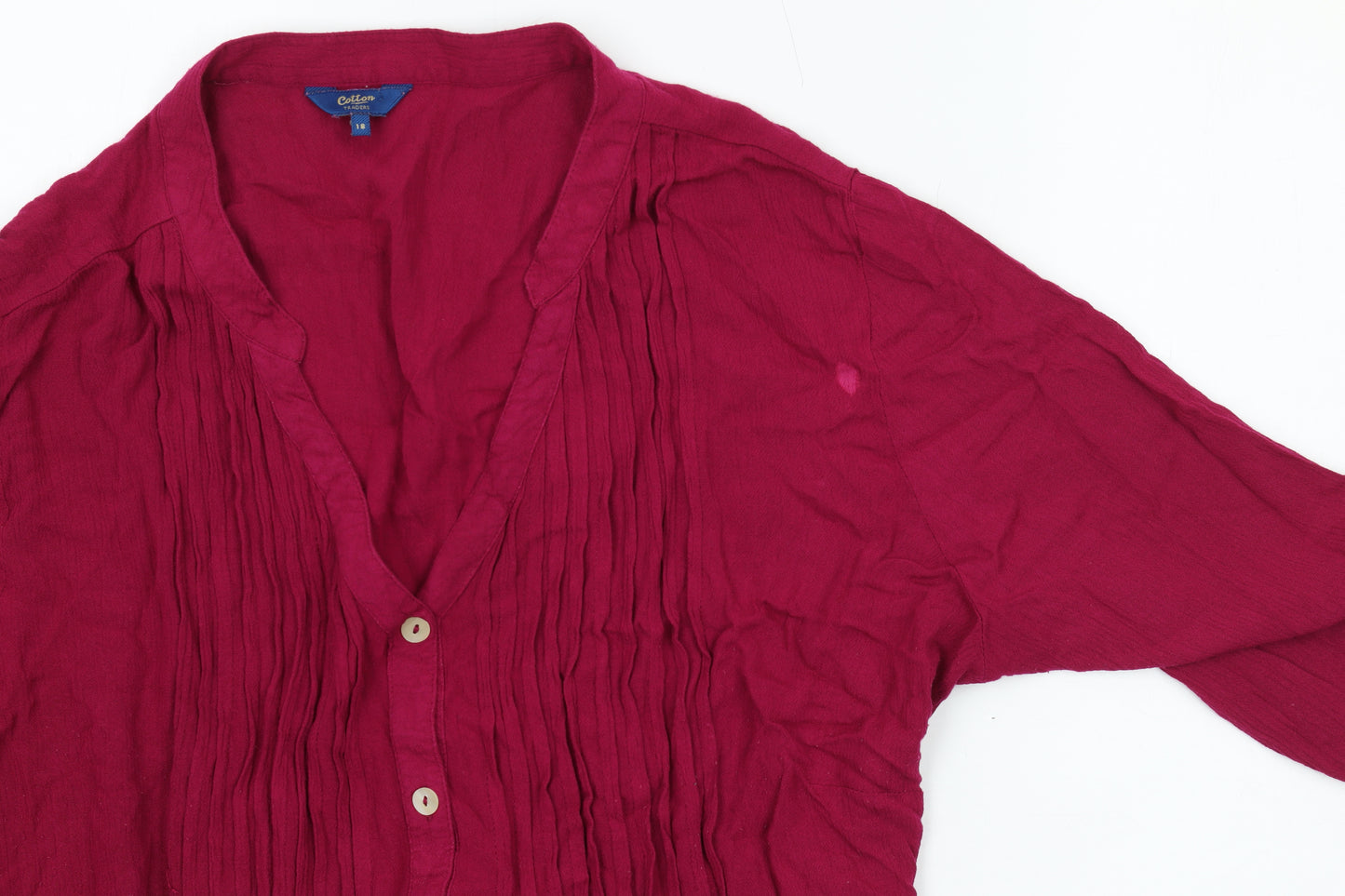 Cotton Traders Women's Red Blouse Size 18, 3/4 Sleeve