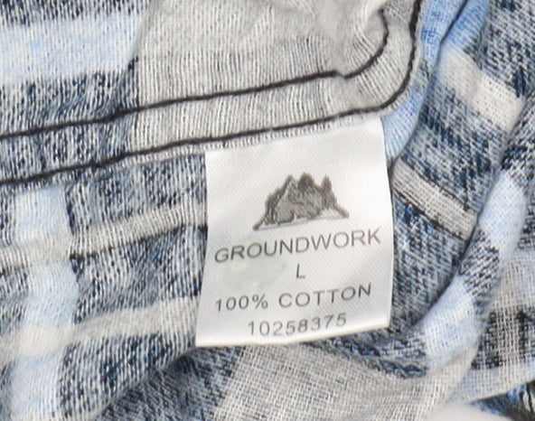 Groundwork Men's Blue Plaid Flannel Shirt L