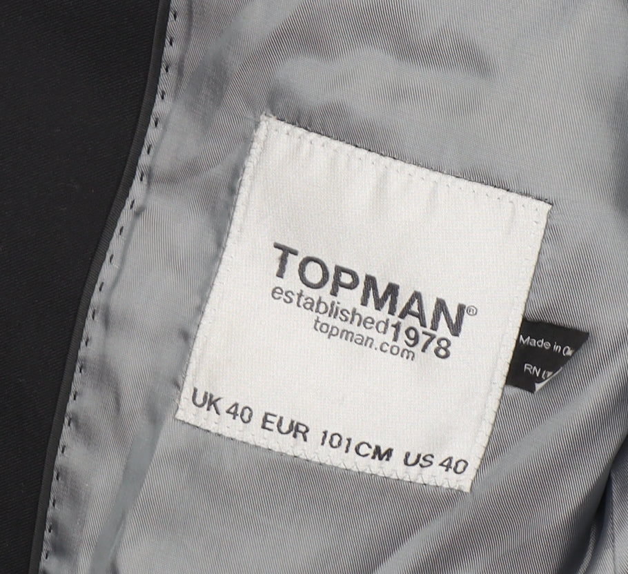 Topman Men's Black Blazer Jacket Size 40 Regular Fit