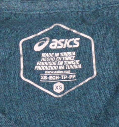 Asics Women's XS Blue Crew Neck T-Shirt, 100% Cotton