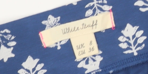 White Stuff Women's Blue Floral A-Line Skirt Size 8