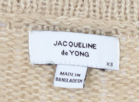 Jacqueline de Yong Beige Cardigan XS Women V-Neck Knit