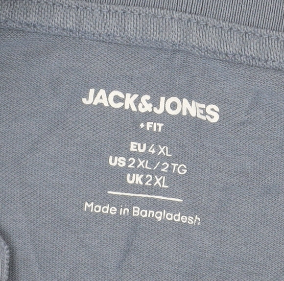 Jack & Jones Men's 2XL Blue Cotton Polo