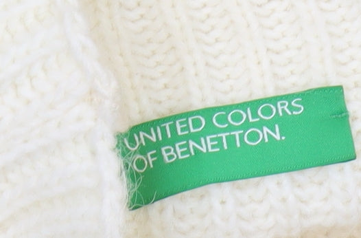 Benetton Women's Ivory Roll Neck Knit Jumper M