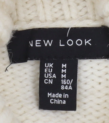 New Look Women's Ivory Roll Neck Cold Shoulder Jumper M