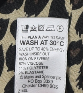 Marks & Spencer Women Beige Animal Print Tunic Blouse Size 14