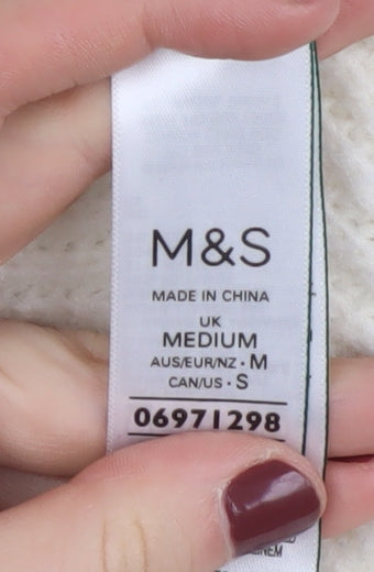 Marks and Spencer Women's Ivory Roll Neck Jumper, Size M