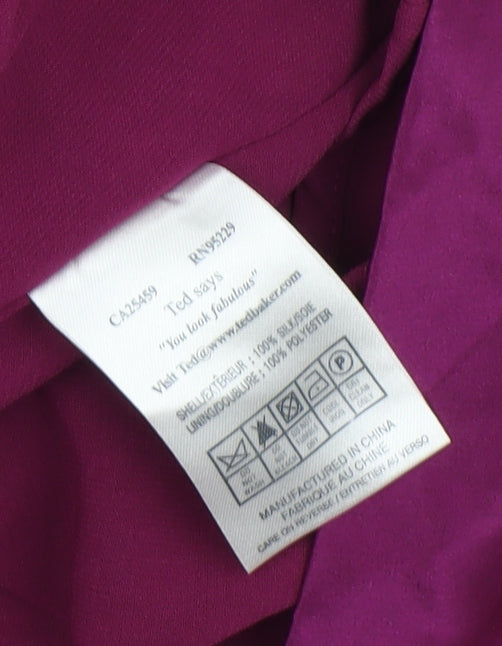 Ted Baker Women's Purple Silk Geometric Dress Size 2