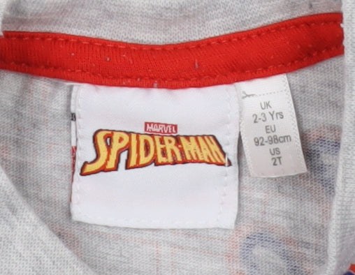 Marvel Spider-Man Boys Grey T-Shirt 2-3 Years Graphic Print