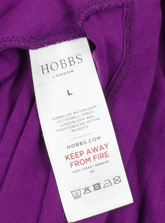 Hobbs Women Purple Viscose 3/4 Sleeve Top Large