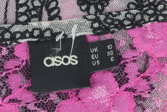 ASOS Women’s Pink Lace Floral T-Shirt, Size 10