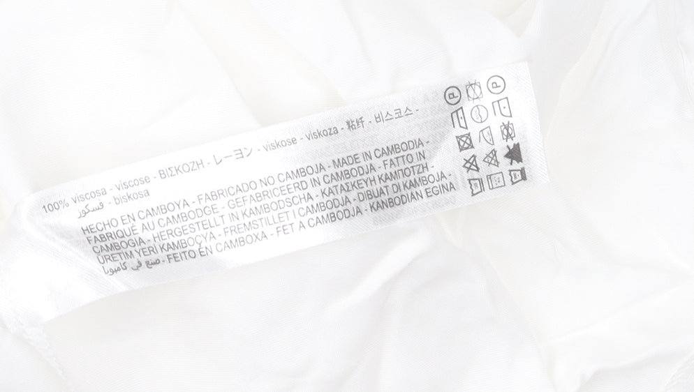 Zara Women's White Long Sleeve Basic Blouse, Size L