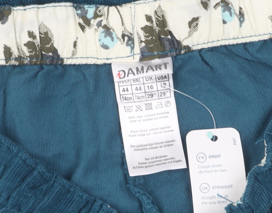 Damart Women's Blue Corduroy Trousers Size 16