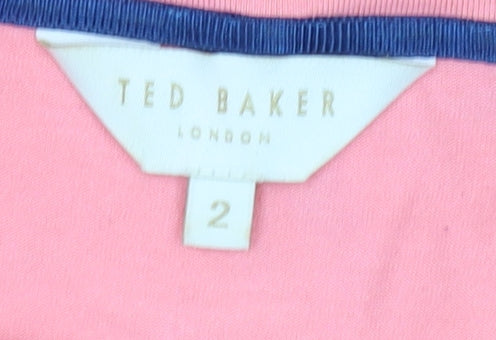 Ted Baker Women's Pink Ruffle T-Shirt Size 2