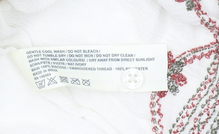 FatFace Women's Ivory Floral Embroidered Blouse Size 14