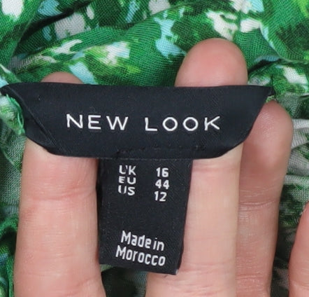 New Look Women's Green Floral Midi A-Line Dress Size 16
