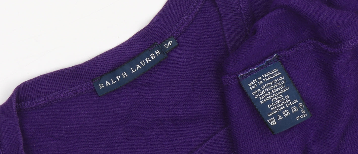 Ralph Lauren Women's Purple V-Neck T-Shirt - Size S
