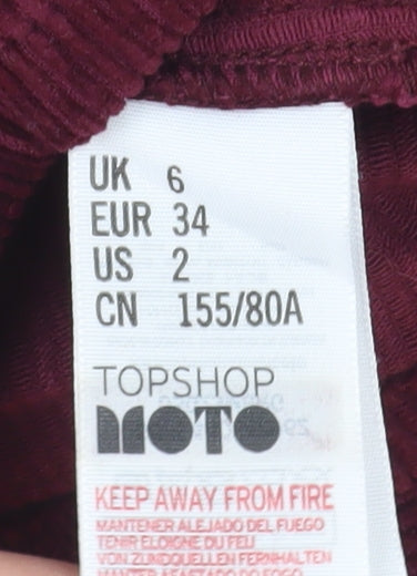 Topshop Women's Burgundy Corduroy Pinafore Dress Size 6