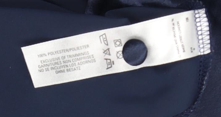 Marks and Spencer Women's Blue Embroidered Sleeveless Blouse