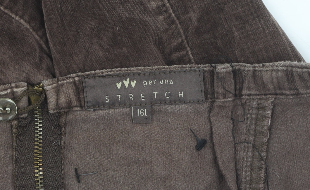 Marks and Spencer Women's Brown A-Line Corduroy Skirt Size 16