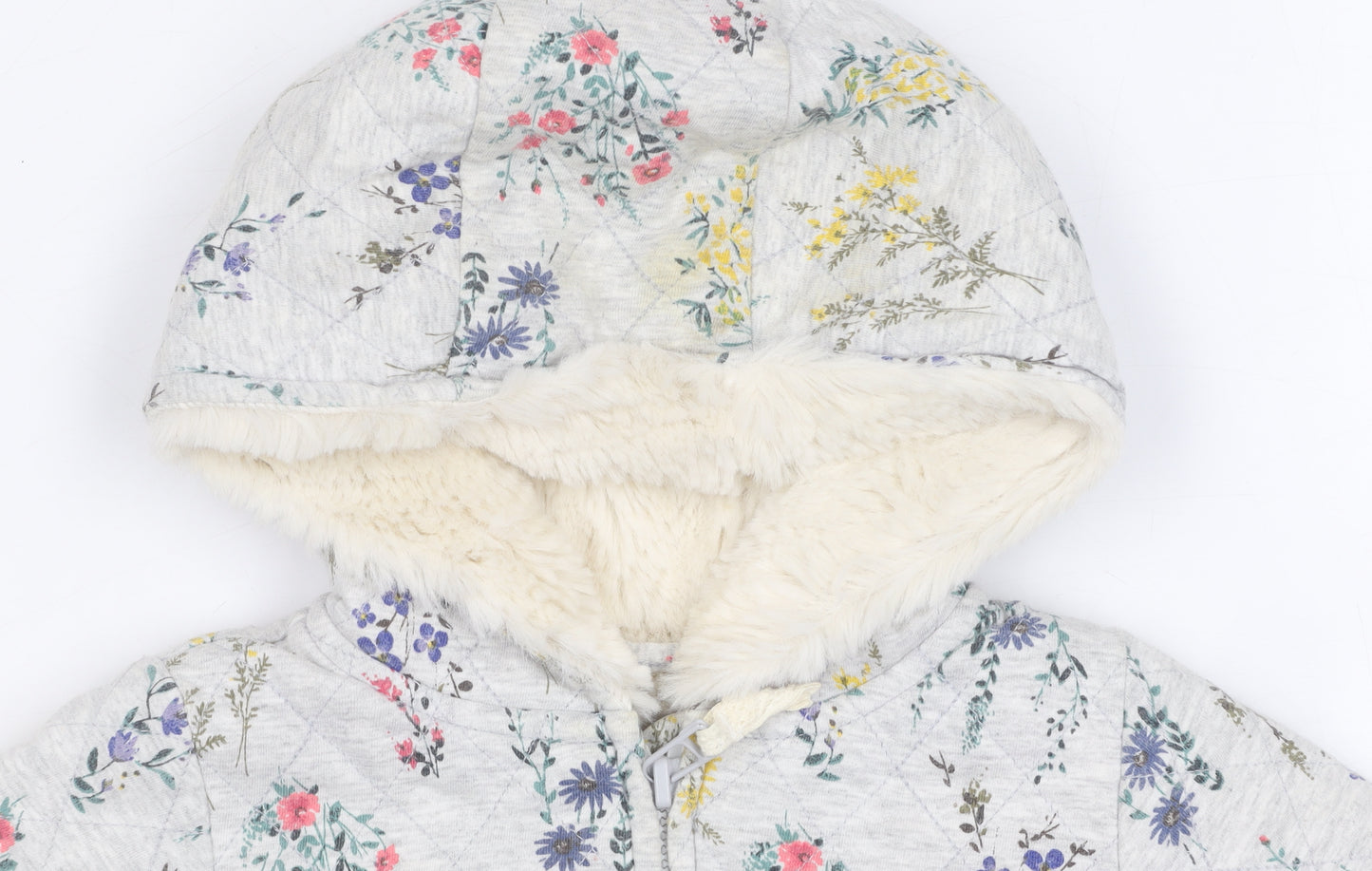 Next Unisex Floral Puffer Jacket 12-18M Multicoloured Hooded Coat