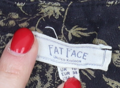 Fat Face Women's Black Floral Tunic Blouse, Size 10