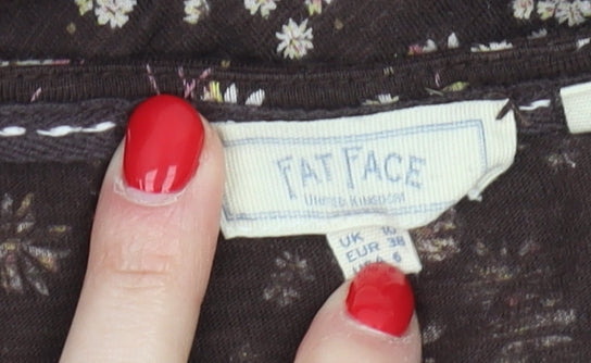 Fat Face Women's Brown Floral Tunic Blouse, Size 10