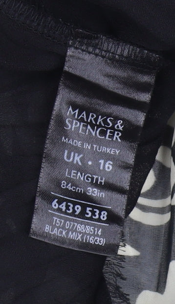 Marks and Spencer Women's Black Floral Skirt Size 16