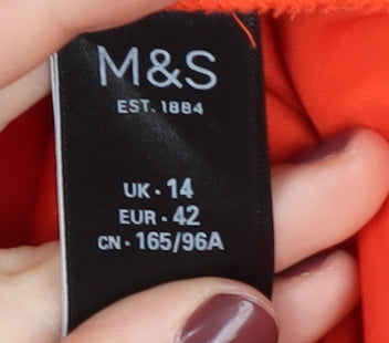 M&S Women's Orange Polka Dot Blouse Size 14