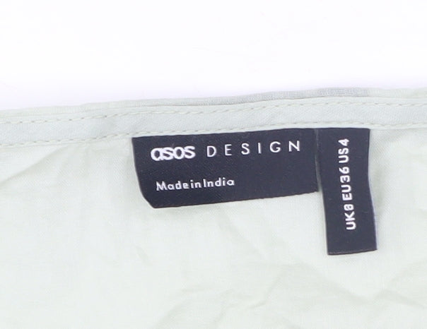 ASOS Design Women's Green Blouse, Size 8, Ruffle Detail